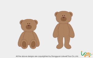 软棕色泰迪熊玩具/填充棕色坐姿和站立熊玩具/定制异常毛绒玩具