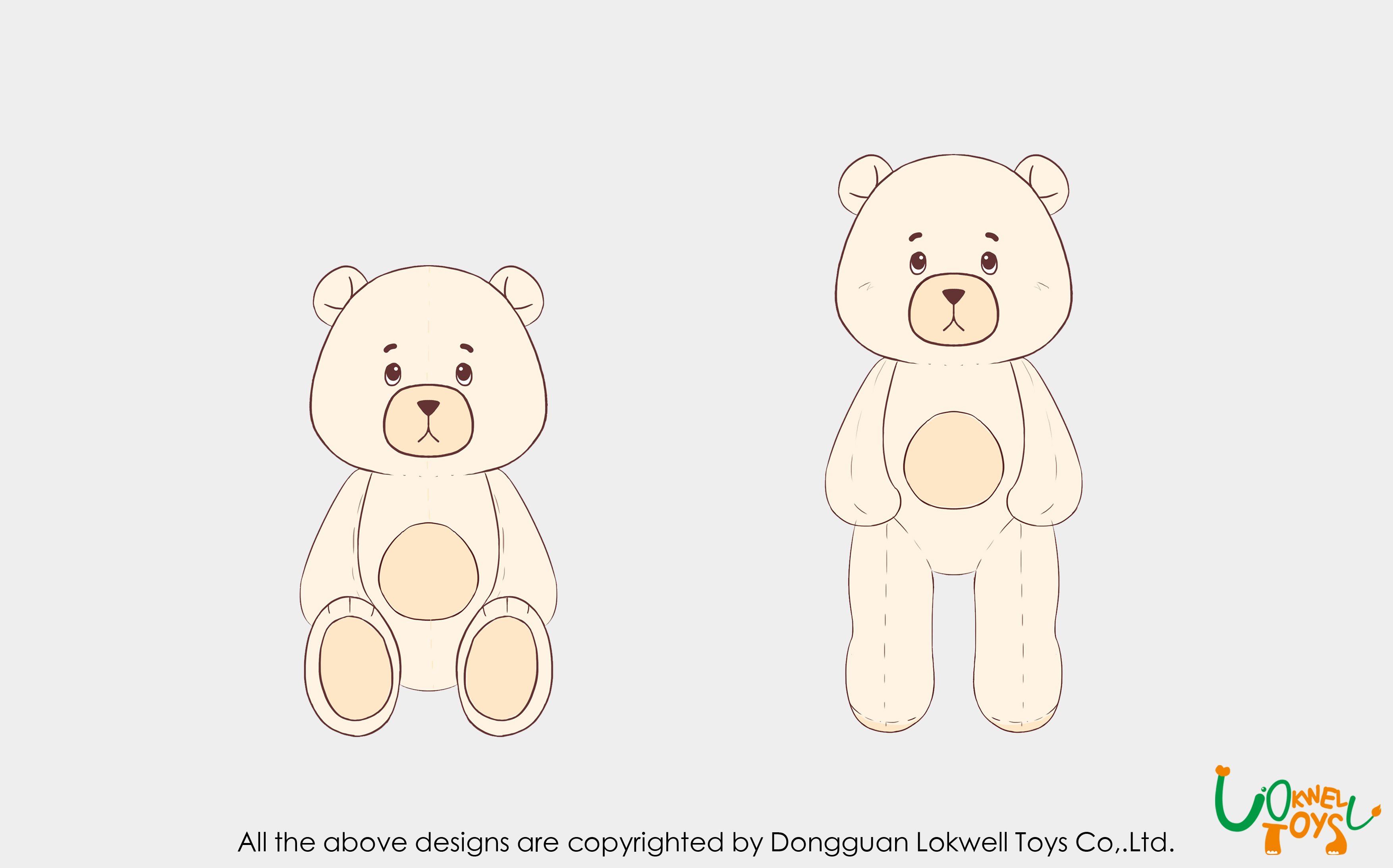 柔软的白色泰迪熊玩具/毛绒白色坐姿和站立熊玩具